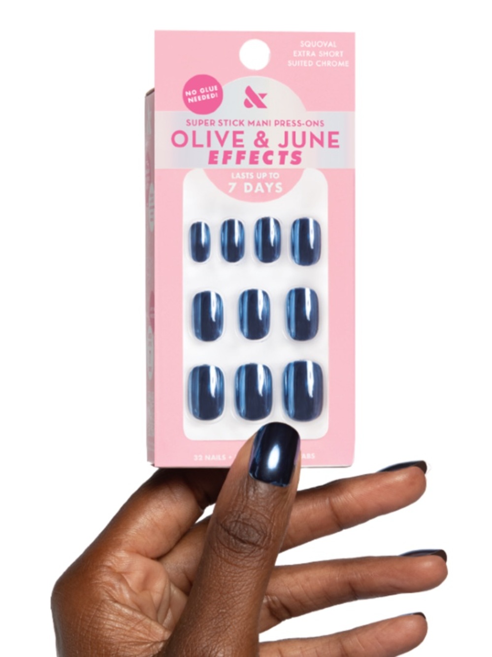 Olive and June Super Stick Mani Press On Nails in Suited Chrome
